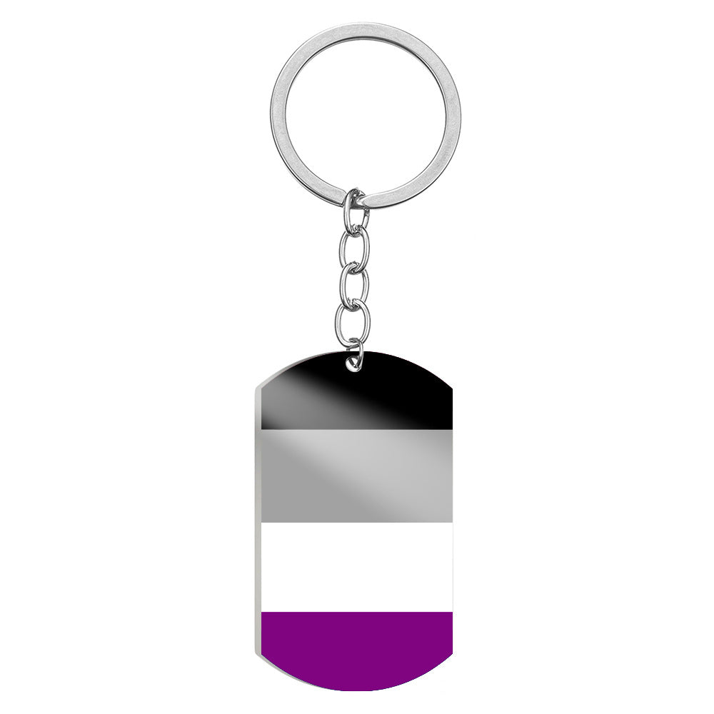 Wholesale 6-color Alphabet Color Printing Titanium Steel Rainbow Flag Stainless Steel Army Plate Keychains